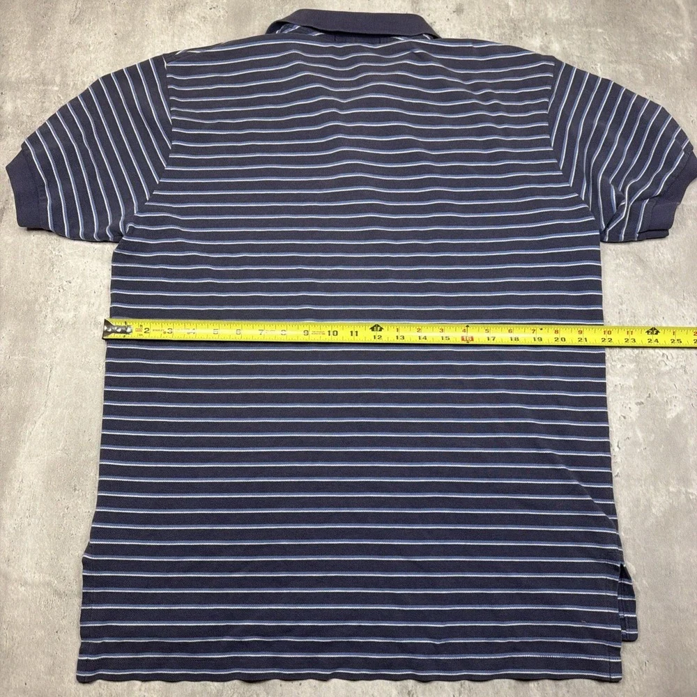 Polo Ralph Lauren Polo Shirt Mens L Blue Striped Short Sleeve Pony Logo Preppy